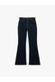 Cotton Slim Fit Buttoned Pocketed Spanish Flare Denim Trousers - Flare Jeans