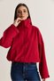 Women's Red Button Detailed Stand Collar Lined Pocket Trench Coat 2833 60286464 - 3