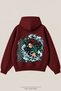 Unisex Demon Slayer Tanjiro Printed Oversize 3 Threaded Inner Threaded Hooded Sweatshirt - 3