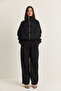 Women's Black Accessory Detailed Zippered High Collar Lined Jacket Palazzo Trousers Set 2826 60286501 - 2