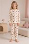 Girl's 100% cotton cream strawberry patterned pajama set - 3