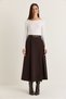 Women's Bitter Brown Slit Detailed Belted Wide-Pleated Midi Skirt 8045 60286471 - 4