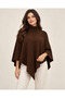 High-Necked Knitwear Cape Poncho - 2