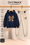 Leopard Patterned Ribbon Printed Children's Hooded Sweatshirt Tracksuit Set - Ages 3-12