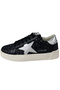 Girls' Sneakers - Silver/White-Black Genuine Leather, Starry