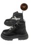 Boys' Boots – Black Gray Genuine Leather - 7