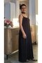 Black Ankle-Length Viscose Dress with Rope Straps and Combed Cotton Fabric