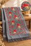 Women's Motif Embroidered Shawl with Tassels, Cashmere Luxe Ethnic Patterned