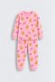 Girls Cute Teddy Bear, Heart and Bowknot Patterned Pink Long Sleeve Pajama Set - 8