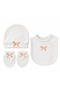 Newborn Hospital Release 5-Piece Baby Set with Butterfly Embroidered Bow, Ecru Baby Girl Set - 3