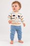 Baby Set Dog Patterned Striped 2-Piece Set Long Sleeve Top and Bottom Seasonal Set - 2