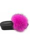 Women's Genuine Leather Thick Black Sole Luxury Real Fur Slippers - 3