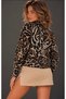 Women's Camel Leopard Pattern Stand Collar Bat Sleeve Soft Blouse Be553 - 2