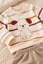Baby Set Dog Patterned Striped 2-Piece Set Long Sleeve Top and Bottom Seasonal Set - 3
