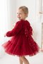 Baby Girl Red Long Sleeve 3D Rose Tulle Princess Evening Dress Birthday Wedding 9 Months-5 Years - 8