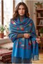 Women's Motif Embroidered Shawl with Tassels, Cashmere Luxe Ethnic Patterned - 2