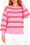 Women's Oversized Striped Boat Neck Knitwear Sweater - 2