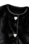 Girl's Plush Jacket with Long Sleeves and Heart Button Detail - 4