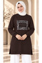 Women's Stone Detailed Fashion Long Sweatshirt Tunic