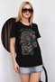 Tiger crystal stone premium cotton black t-shirt - 4