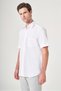 White Hard Collar Short Sleeve Comfort Fit Cotton Shirt 1004260906 - 3