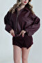 485074 Buckle Bomber Women's Leather Coat - 4