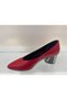 Genuine Leather Pointed Toe Metal Thick Heeled Stylish Stiletto Women's Shoes - 3
