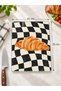 Croissant Patterned Tempered Glass Cutting and Presentation Board Black and White Checkerboard - 3