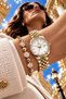 Round Case Gold Color Women's Wristwatch - 3 Atm Water Resistant Steel Band Japanese Movement Gift Special Boxed Hmby2079C5 - 4
