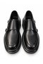 Fv011 Black Men's Classic Shoes Thick Soled Buckled Casual and Stylish Leather Shoes - 6