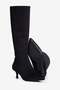 Women's Suede Boots Pointed Toe Short Heeled Zippered Clea Black - 4