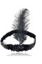 Black Color Charleston Headpiece 90S 80S Feathered Hairband - 4