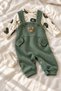 Baby Boy Set - Bear Patterned Long Sleeved T-Shirt - Socks - Salopet 3-Piece Set - 2