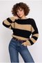Women's premium striped cropped knit sweater with yarn detail