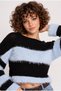 Women's premium striped cropped knit sweater with yarn detail