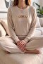 Bej Autunno Salonic Long Sleeve Knitted Women's Pajama Set - 5
