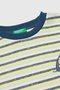Boy's green mix embroidered oversize striped crew neck sweatshirt - 3