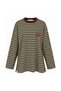 Women's Combed Cotton Fabric Letter Printed Crew Neck Striped Tunic 390.2