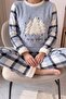 Blue Tree Patterned Women's Plush Pajama Set - 5