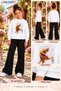 Winter, Spring, and Autumn Girls' Black Spanish Flared Bottoms and White Sweat Top - 2