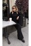 Velora Women's Black 3-Piece Bolero High Neck Off Shoulder Blouse Elastic Waist Knitwear Trousers Set - 2