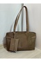 Stylish Suede Women's Shoulder Bag with Belt Detail and Wallet Accessory