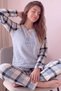 Blue Plaid Winter Patterned Women's Plush Pajama Set