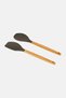 2 Pieces Silicone Spatula And Spoon Set, Brown - 2