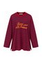 Women's Combed Cotton Fabric Letter Printed Crew Neck Striped Tunic 3260
