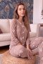 Coffee Oso Long Sleeve Knitted Women's Pajama Set