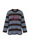Women's Combed Cotton Fabric Letter Printed Crew Neck Striped Tunic 3261