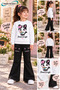 Winter, Spring, and Autumn Girls' Black Spanish Flared Bottoms and White Sweat Top - 2