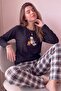 Siyah Katze Patterned Cotton Refined Women's Pajama Set