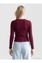 Nevavm with a Difference, Xside Burgundy Camisole Plain Super Skinny & Extra Narrow Long Sleeve Women's Bodysuit - 4